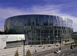 The Sprint Center in Kansas City, MO is shown from the outside.